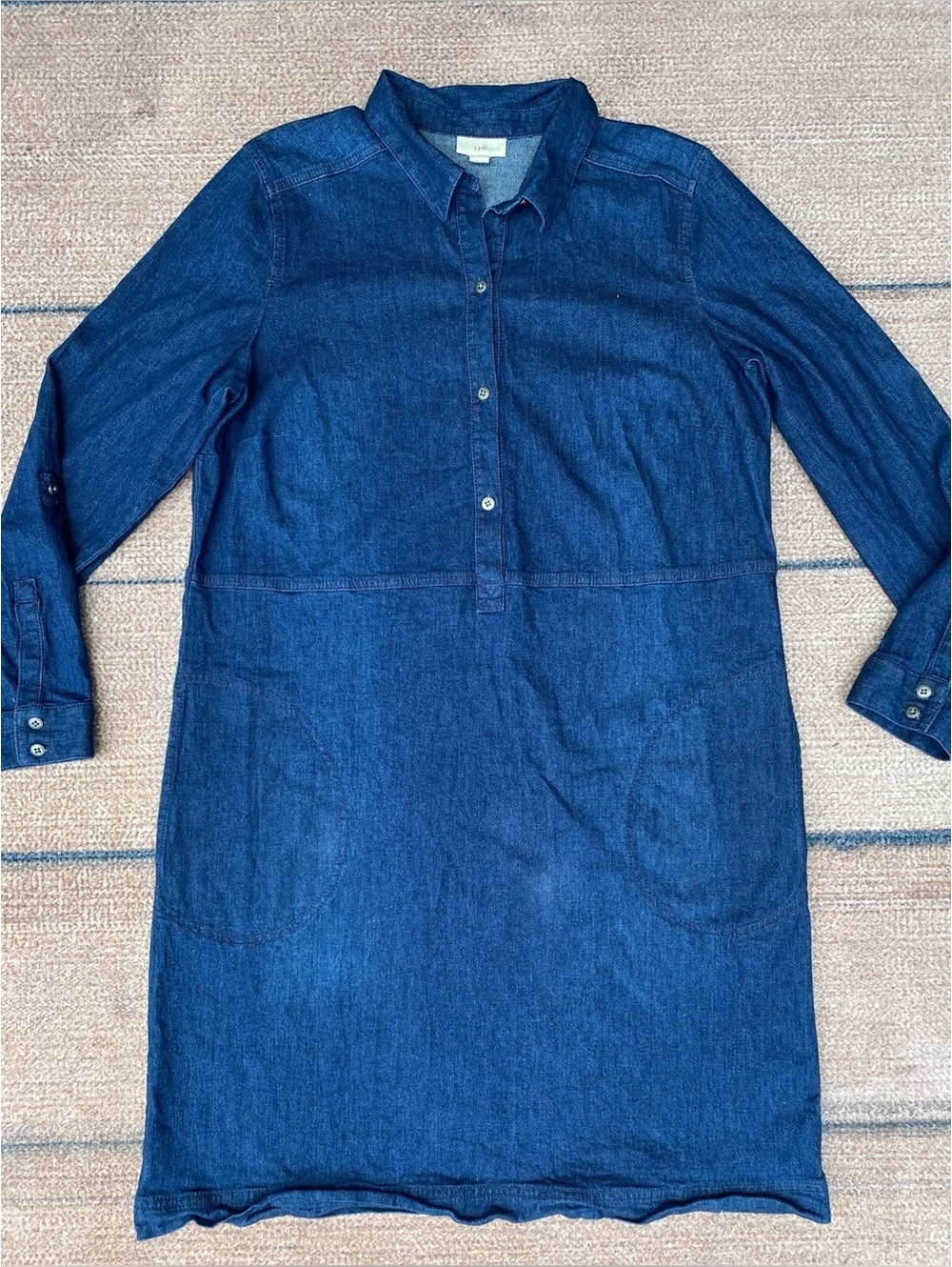 J. Jill denim chambray dark wash Americana western coastal cowgirl shirt dress M